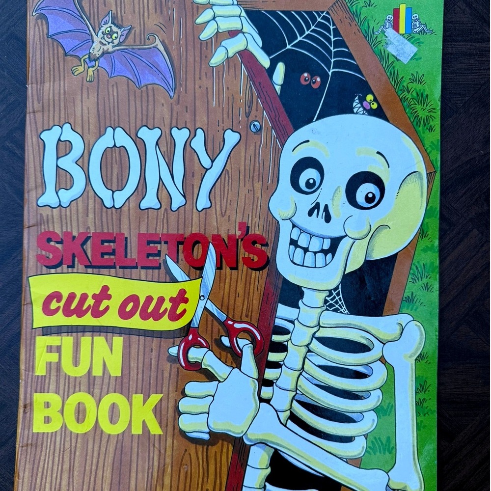 Vintage 1990 Bony Skeleton's Cut Out Fun Book Willowisp Press Activity Puzzles